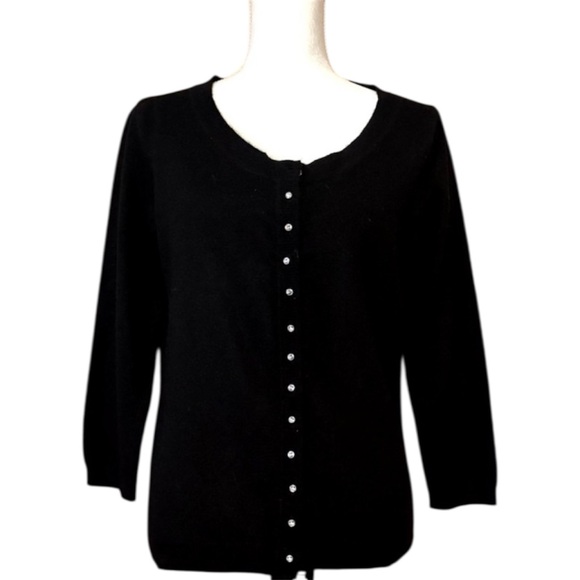 Victor Alfaro women’s three quarter sleeve black cashmere cardigan size small - Picture 1 of 3